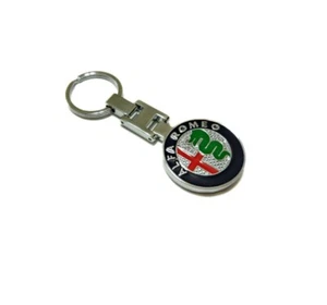 Alfa-Romeo Guilia Stelvio 4C 164 GTV-6 Chrome and Black Classic Keychain NEW - Picture 1 of 3