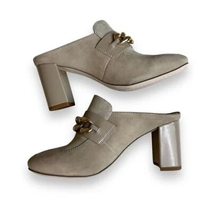 Donald Pliner Calista Pantolette Slide Blockabsatz Leder Schuhe Größe 5 Kettendetail - Bild 1 von 9