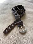 Chocolate Brown Leather Links Belt w Brass Buckle - Size L