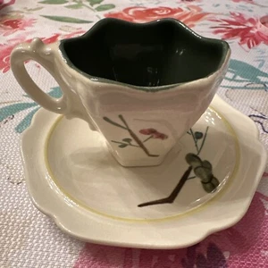 Vintage Red Wing Green Interior Cup and Saucer - Picture 1 of 9