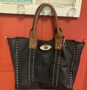 HALF OFF Mia K satchel handbag black with gold studs COMPARE PLEASE - Picture 1 of 4