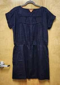 Joe Fresh Vestido Lino Talla M Azul Marino Hasta la Rodilla/Midi - Imagen 1 de 9