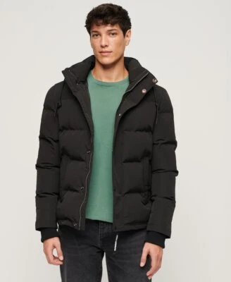 Superdry Chaqueta Everest Short Capucha Puffer Acolchado Abrigo de Invierno Cremallera Completa Negro Foto 1 de 4