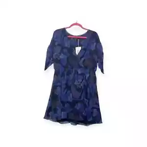 Damen-Minikleid blau, geblümt neu mit Etikett Ted Baker geraffte Ärmeldetails, Größe 5 (XL) - Bild 1 von 3