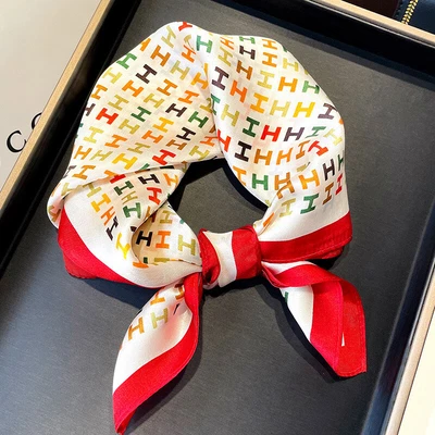 100% Silk Square Scarf Women Kerchief Neckerchief Wrap Japanese Paiting 53*53cm - Image 1 of 4