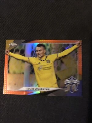 Lucas Zelarayan Celebration FC /25 ORANGE - 2021 Topps Chrome MLS Columbus Crew - Image 1 of 2