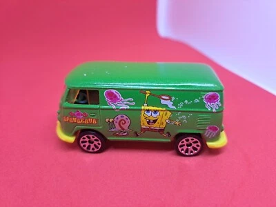Винтажный спичечный коробок VW Delivery Van SpongeBob SquarePants 1:58 зеленый литой Mattel - Изображение 1 из 4