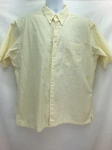 JOS. A Bank Stays Cool Mens XL Seer Sucker Yellow Striped Shirt With Stain - Picture 1 of 11