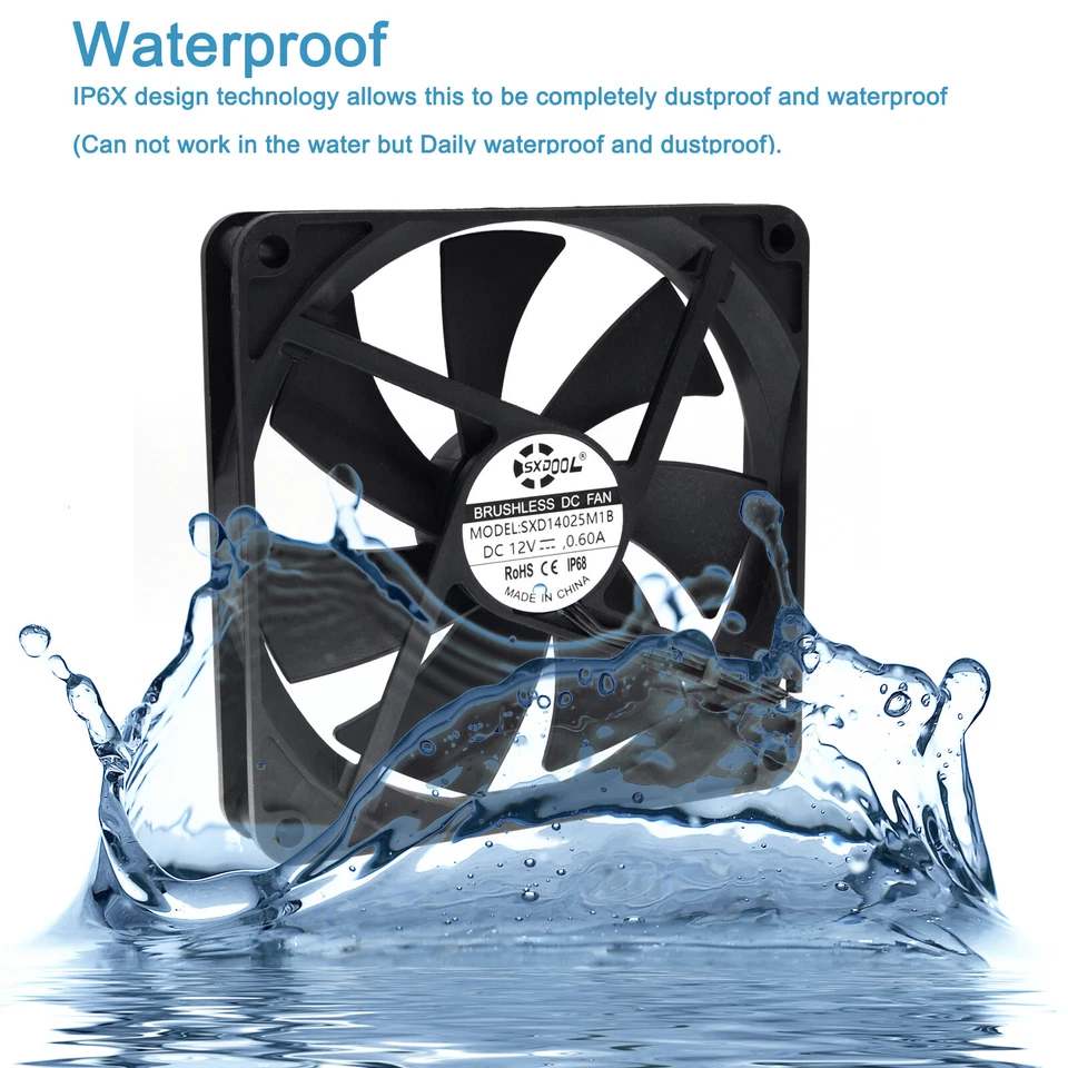 140mm 14cm Computer Case Cooling Fan PC Waterproof Dustproof,2900RPM 140X140X25m - Image 1 of 4