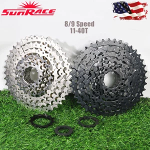 Cassette de bicicleta SUNRACE 8/9 velocidades 11-40T piñón de ciclismo ajuste Shimano SRAM - Imagen 1 de 13
