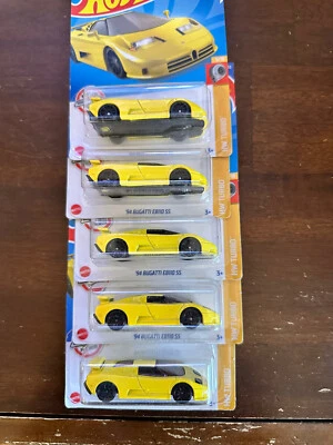 🔥Hot Wheels '94 Bugatti EB110 SS Yellow/ HW Turbo 5/10-65/250 Bundle Of 5 - Image 1 of 4