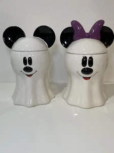 Mickey & Minnie Mouse Ghost Cookie Jar 11” Disney Halloween Canister Set NEW - Picture 1 of 5