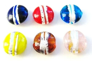 Silbefolien Perlen Glasperlen Buttons Farbauswahl 20mm 10 Stück SERAJOSY  - Bild 1 von 7