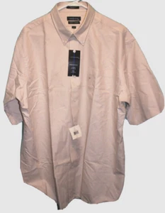 Statements @ BT~ NEW♈Men's Printed SS Button up Shirt size 18~tan/white check - Picture 1 of 3