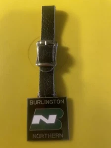 VINTAGE POCKET WATCH FOB " BURLINGTON NORTHERN RAILROAD” PRE-OWNED W/LEATHER - Picture 1 of 3