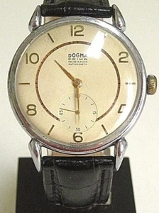 EXTRA RARE VTG 50s DOGMA-PRIMA Cal 853 BIG SWISS WATCH, MANUAL WINDING, BI-TONE  - Imagen 1 de 12