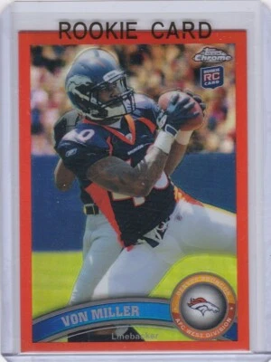 VON MILLER ROOKIE CARD 2011 Topps Chrome RC Denver Broncos RARE ORANGE REFRACTOR - Image 1 of 2