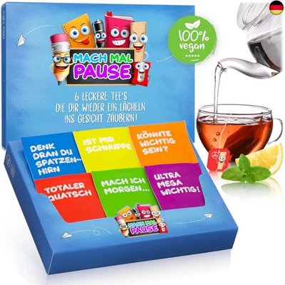 MACH MAL PAUSE® Tee Box - lustiges Tee-Set mit 6 leckeren Teesorten - Geschenk  - Bild 1 von 4
