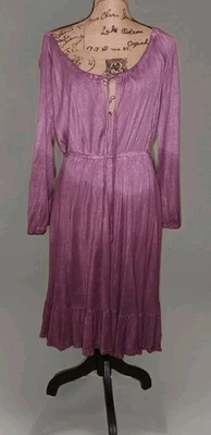 全新带标签 Jayli - 100% 棉兰花 Ombre 针织圆领连衣裙 - 女式 XL 码 — 第 1/4 张图片