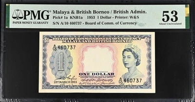 i-200296 Malaya & British Borneo / British Administration 1 Dollar 1953. PMG 53 - Image 1 of 2
