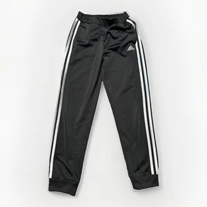 Adidas Pants Youth Medium Tall Black White Athletic Tapered Lightweight 21x24 - Picture 1 of 4