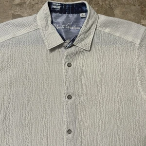 Robert Graham Shirt Mens Large White Seersucker Wrinkly Short Sleeve Stretch - Picture 1 of 9