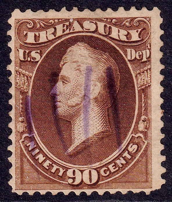 US Scott O82, 1873 Perry 'Treasury' , 90c brown, FINE USED - Image 1 of 1