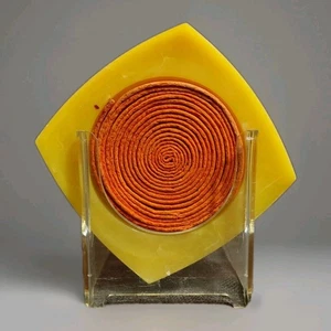 Juego de 8 piezas de montaña rusa acrílica MCM Lucite amarillo remolino de celulosa vintage de los años 70 - Imagen 1 de 8