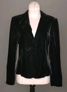 Rafaella Petites - Lussuoso blazer in velluto misto seta nero - donna taglia 8P - Foto 1 di 5