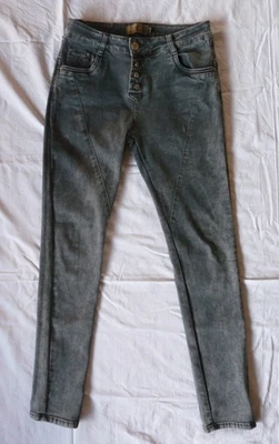 My Christy slim fit Skinny Jeans grau meliert mit Knopfleiste, Gr.40/L - Bild 1 von 4