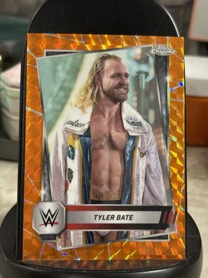 2025 Topps Chrome WWE Tyler Bate Orange Geometric Refractor /25 - Image 1 of 2