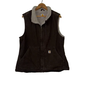 Carhartt Damen Weste braun Sherpa gefüttert Canvas Duck WV001 DKB Workwear Größe L - Bild 1 von 9