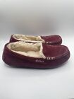 Ugg Ansley Burgundy Shearling Slip On Loafers Slippers Moccasins Women?S Size 10