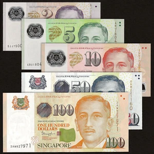 SINGAPUR 2 5 10 50 100 Dollars Set 5 Stück 2012-2018 P-46 47 48 49 50 UNC - Bild 1 von 6