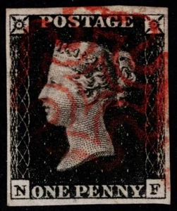 1840 1d Black Plate 4 NF Near 4m Fine Red Maltese Cross Very Fine Cat. £400.00 - Picture 1 of 1