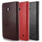 For Microsoft Lumia 640 Leather Case - Protective Flip Folio Wallet Pouch Cover