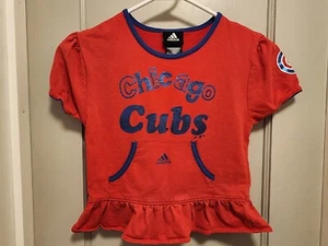 Youth Girls Chicago Cubs adidas Red Cotton SS Ruffle Top MLB Team Logo Size 5/6 - Picture 1 of 6