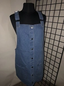 IRIS Overall Style Buttonfront Denim Mini Dress Size L - Picture 1 of 9