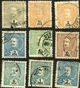 Portuguese India 1898 King Carlos Used (SC# 197-198, 200, 202-205, 208, 210) - Picture 1 of 1