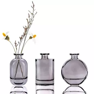 WHJY Grey Glass Vase Set of 3, Decorative Flower Vases for Centerpieces, Colo... - Picture 1 of 7