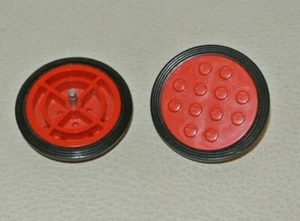 LEGO : 2x Grande Roue rouge + Pneu lisse noir - Réf 715c01 - Set 140 378 190 - Imagen 1 de 1