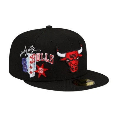 New Era 59FIFTY Chicago Bulls Inspirado en el Estado Sombrero Ajustado Parcheado Negro Nuevo Foto 1 de 4