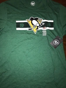 Pittsburgh Penguins irisches T-Shirt von 47 Marke Herren Medium neu mit Etikett grünes Kleeblatt  - Bild 1 von 4