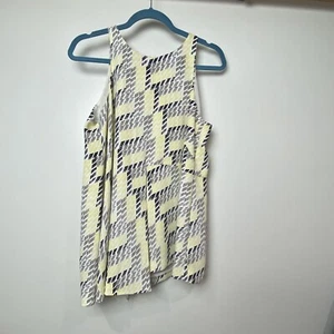 Alfani Women's Sz 8 Sleeveless Yellow Geometric Asymmetrical Tank Style Top Long - Picture 1 of 14