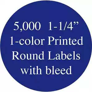 5000 Etichette Personalizzate Stampate 1,25" 1-1/4" Adesivi Carta Tonda, 1 Colore, su Rotoli - Foto 1 di 7