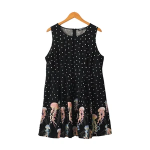 ~SS~ Size 16 DANGERFIELD Polka Dot Jellyfish Dress, 100% Cotton - Black / Multi - Picture 1 of 15