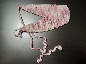 MULTICOLOR PINK Handmade Crochet Headband 1.5 H x 12 L in w/ Strings  - Picture 1 of 3