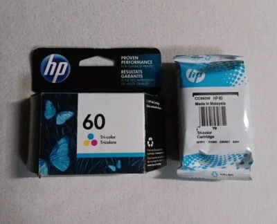Lot Of 2 HP 60 Tri Color Ink Cartridge Genuine OEM NEW CC643WN - Imagem 1 de 2