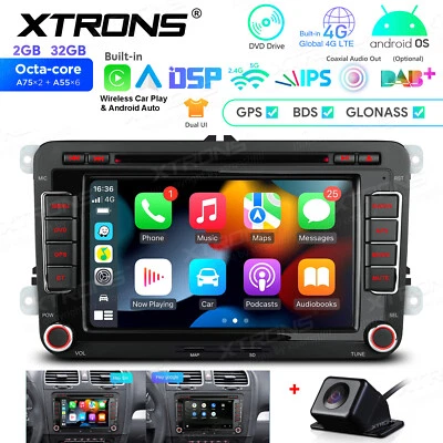 CAM+ 7" 4G Android 14 8-Core Car GPS Stereo DVD Radio For VW Golf Eos Jetta SEAT - Image 1 of 4