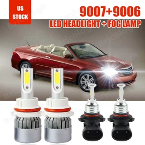 For 1996-2006 Chrysler Sebring Headlight &Fog Lamp 9007 HB5 9006 LED Bulbs White - Picture 1 of 12
